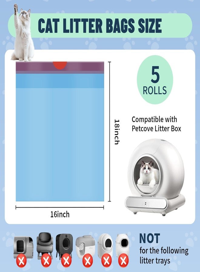 OGNWFUNK 5 Rolls Litter Bags Compatible with Petcove – 18 x 16 in Durable Automatic Litter Box Bags, Strong Kitty litter box liners for Easy, Mess-Free Disposal - Image 2