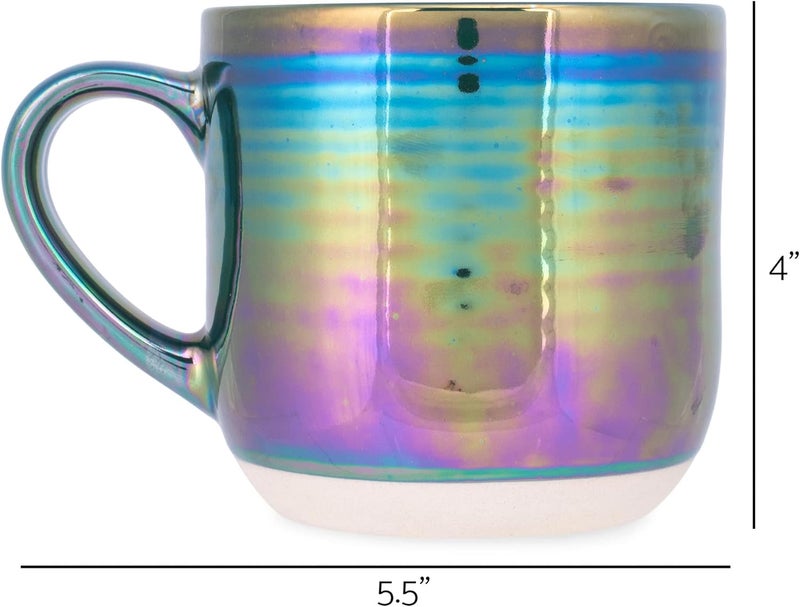 Elanze Designs Glossy Reactive Glaze Large 17 Fluid Ounce Everyday Kitchen Food Grade Ceramic Stoneware Coffee Mug Cup with Comfort Curved Handles Set of 4 Emerald Green - Image 5