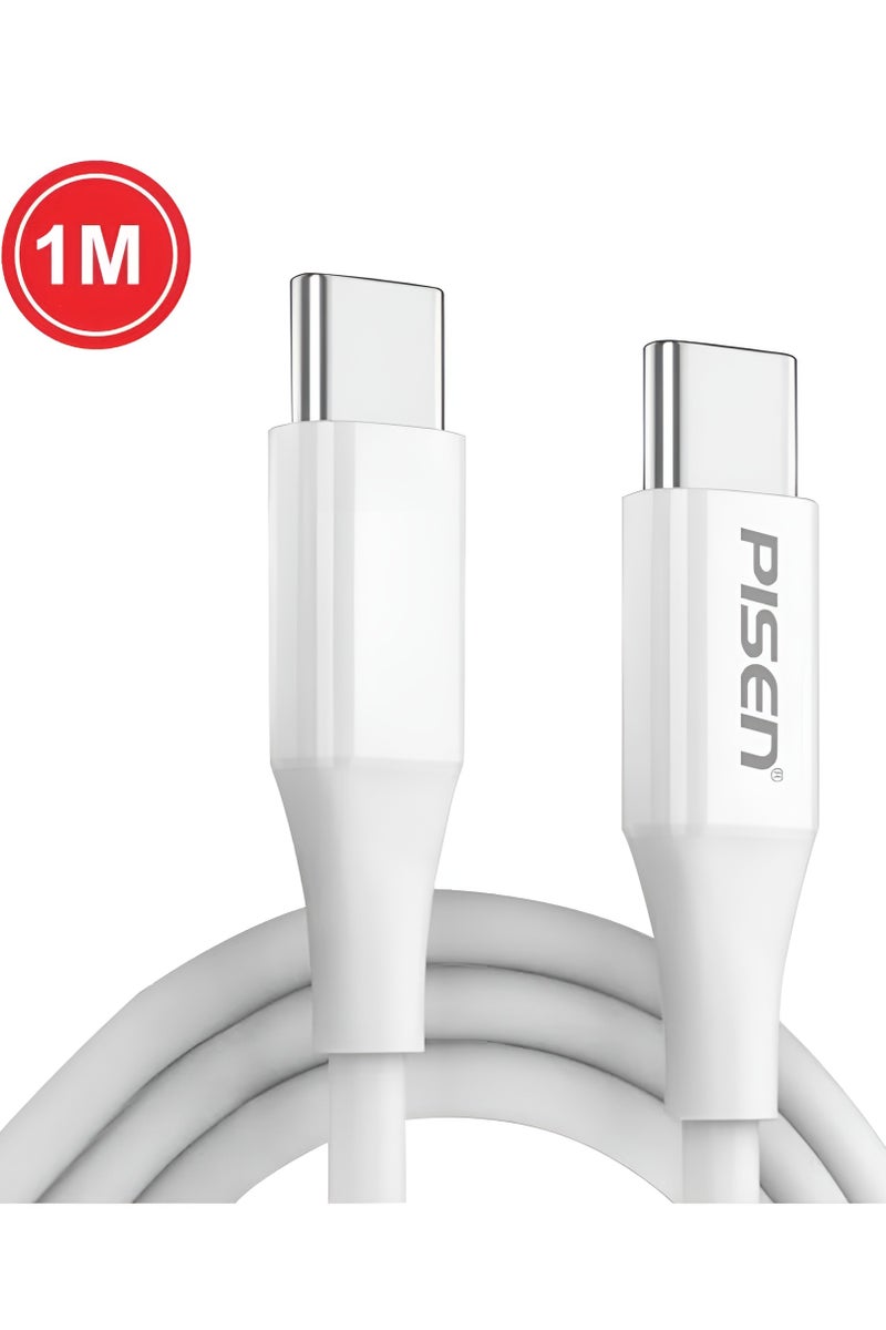 Pisen USB C to USB C Cable 60W 1m for iPhone 16 15 Pro Max, MacBook Pro MacBook Air Charger, iPad Pro 13 12.9 11 inch, iPad Air 5 Samsung, USB C Type C Fast Charging Cable - Image 1