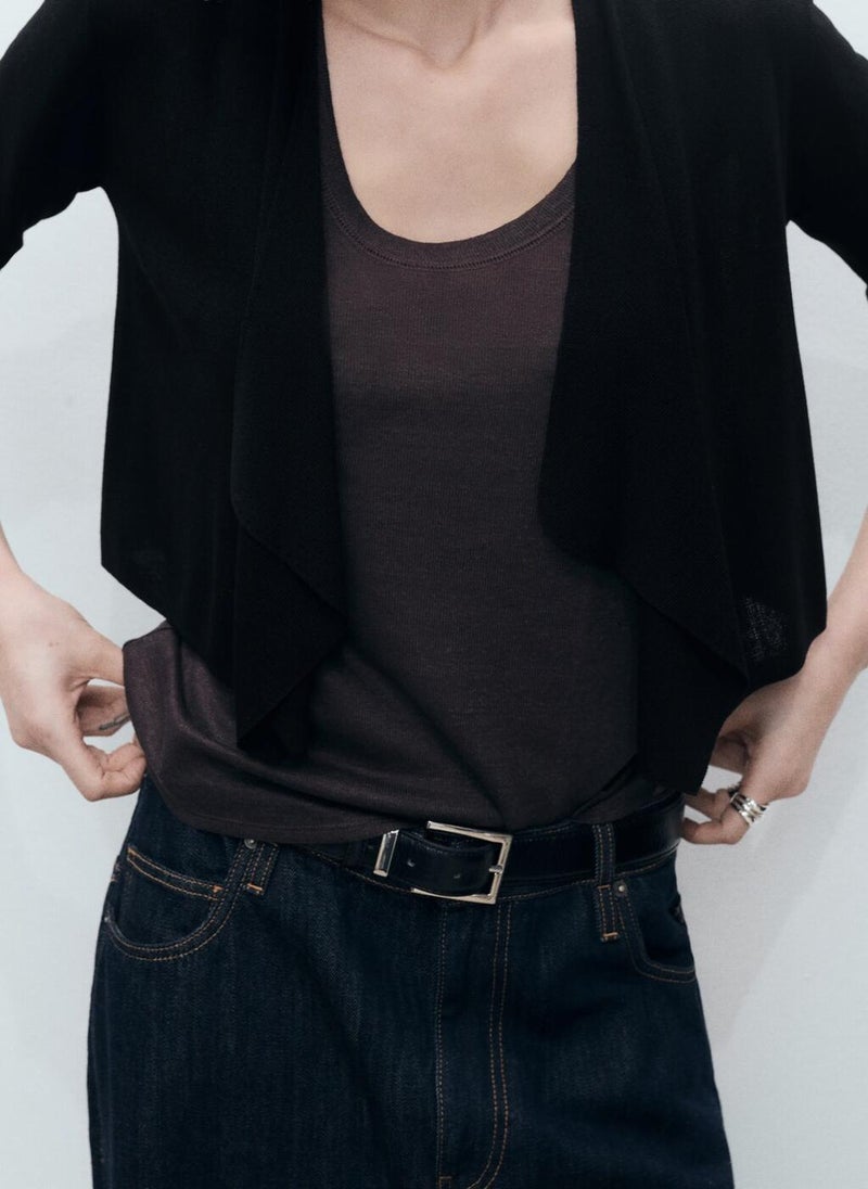 MANGO Knitted Cropped Cardigan  - Image 3