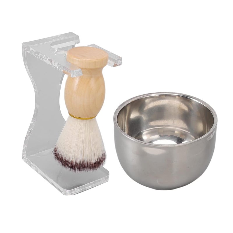 طقم حلاقة للرجال 3 في 1 مع حامل فرشاة أكريليك، وعاء فقاعات، وفرشاة بشعيرات نايلون - Image 2