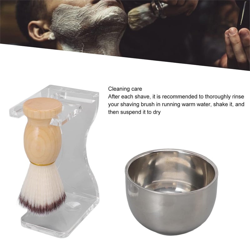 طقم حلاقة للرجال 3 في 1 مع حامل فرشاة أكريليك، وعاء فقاعات، وفرشاة بشعيرات نايلون - Image 5