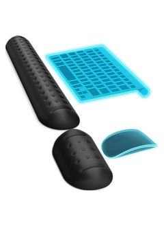 Wrist Rest Support for Keyboard & Mouse Pad Combo with Comfortable Memory Foam Padding, Nonslip Rubber Base forComputer, PC, Laptop, Mac Typing and Wrist Pain Relief (Black Massage-Round)