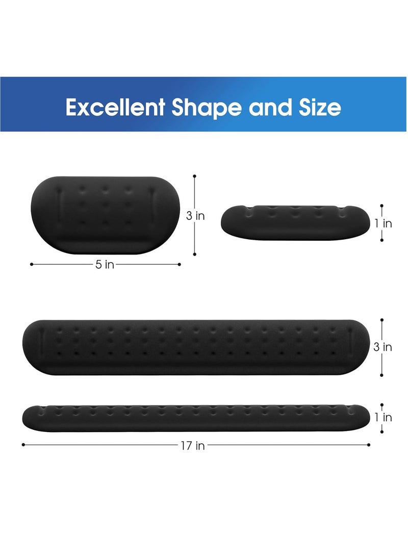MileMelo - Wrist Rest Support for Keyboard & Mouse Pad Combo with Comfortable Memory Foam Padding, Nonslip Rubber Base forComputer, PC, Laptop, Mac Typing and Wrist Pain Relief (Black Massage-Round) - Image 1