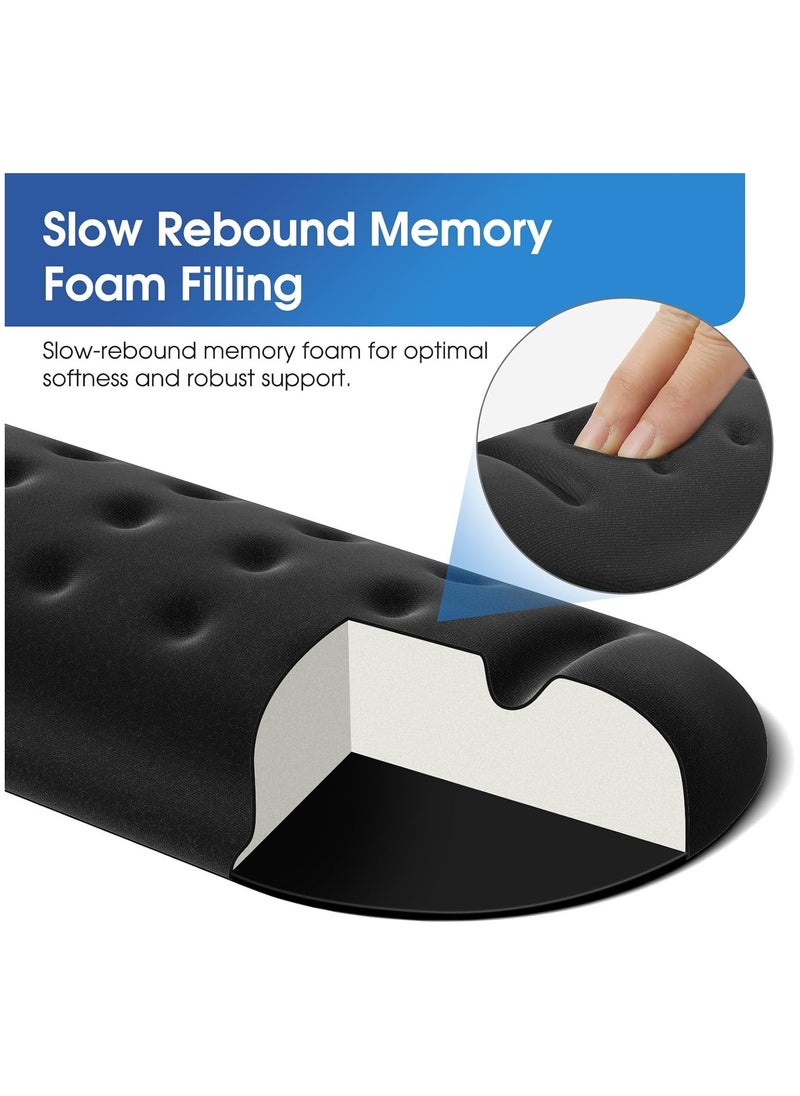 MileMelo - Wrist Rest Support for Keyboard & Mouse Pad Combo with Comfortable Memory Foam Padding, Nonslip Rubber Base forComputer, PC, Laptop, Mac Typing and Wrist Pain Relief (Black Massage-Round) - Image 1