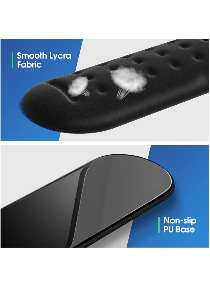MileMelo - Wrist Rest Support for Keyboard & Mouse Pad Combo with Comfortable Memory Foam Padding, Nonslip Rubber Base forComputer, PC, Laptop, Mac Typing and Wrist Pain Relief (Black Massage-Round) - Image 1