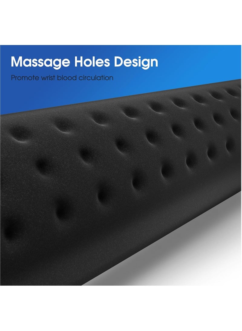 MileMelo - Wrist Rest Support for Keyboard & Mouse Pad Combo with Comfortable Memory Foam Padding, Nonslip Rubber Base forComputer, PC, Laptop, Mac Typing and Wrist Pain Relief (Black Massage-Round) - Image 1