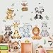Mirabuy Large Safari Animals Educational Wall Decals Jungle Animals Wall Stickers Lion Panda Giraffe Monkey Tiger Wall Decor Murals for Nursery Kids Room Playroom - Image 2