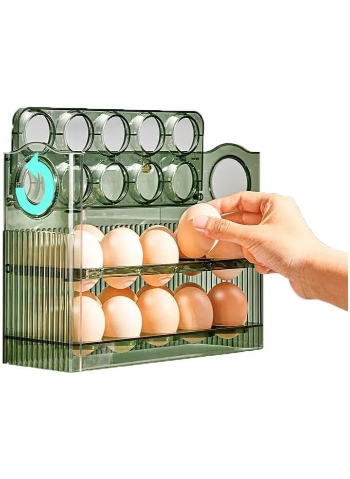 Egg Holder for Fridge, 3 Tiers Egg Organizer for Refrigerator, Eggs Holder Countertop with Timers, Space-Saving Eggs Dispenser for Refrigerator, 30 Eggs Container for Refrigerators  - Image 1