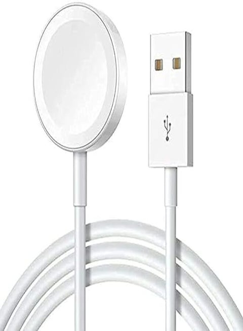 HRX Portable Magnetic Wireless Charging Dock USB Watch Charger Cable for Apple iWatch (Series 5/4/3/2) - White
