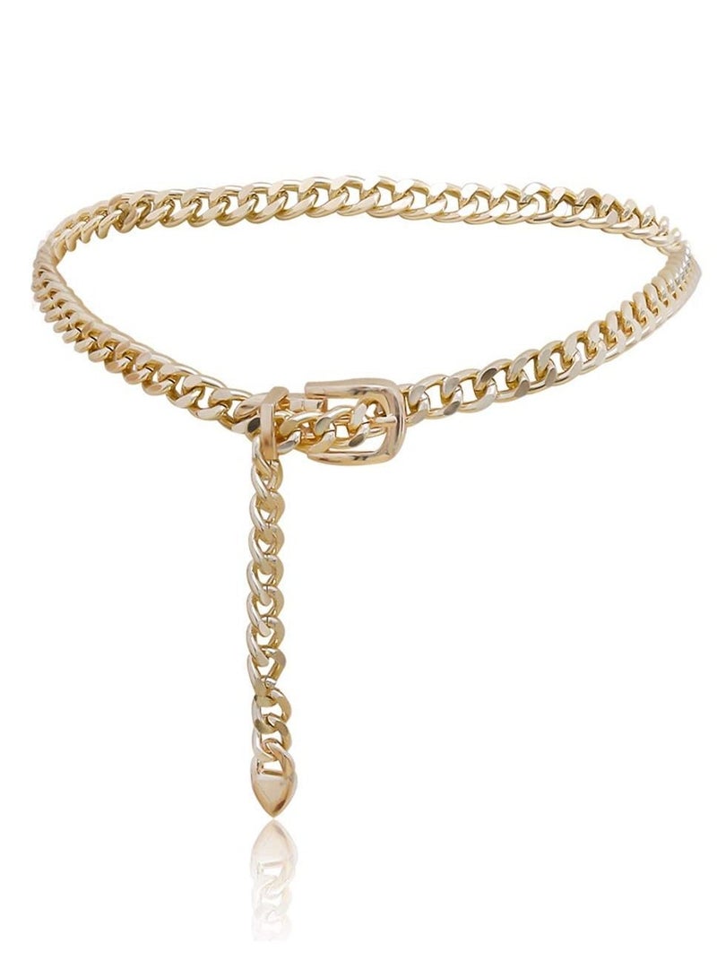 Women's Belt Chain Belt, Gold Adjustable Punk Chain, Suitable for Long Skirt, Short Jeans, Shorts, Suit Pants, Personalized Denim  - Image 1