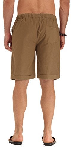 NITAGUT Men's Linen Casual Classic Fit Short (M(US 35-37), 03 Dark Khaki) - Image 5