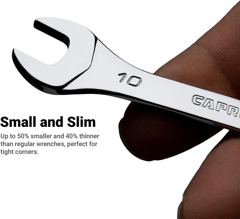 Capri Tools 8 mm x 9 mm Slim Mini Open End Wrench, Metric - Image 3