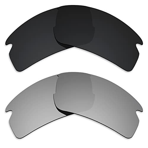 Alphax 2 Pair Polarized Replacement Lenses for Oakley Flak 2.0 OO9295 - Black+Titanium - Image 1