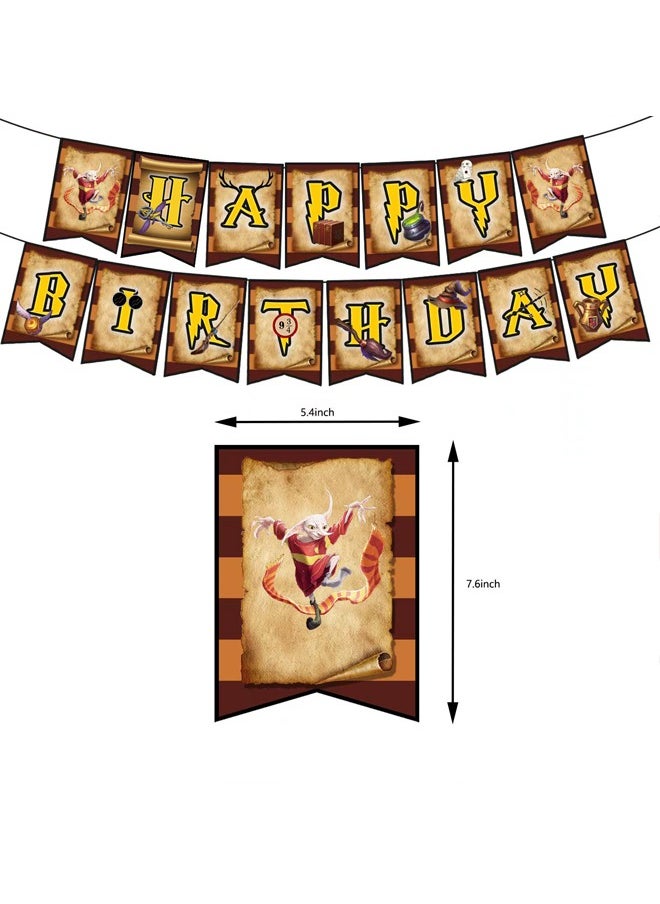 Zeemey - Harry Potter Balloon Set with Happy Birthday Banner,Cake Topper,Perfect for Graduation Baby Shower Birthday Bachelorette Party Backdrop Decoration,Suitable for Indoor and Outdoor - Image 1