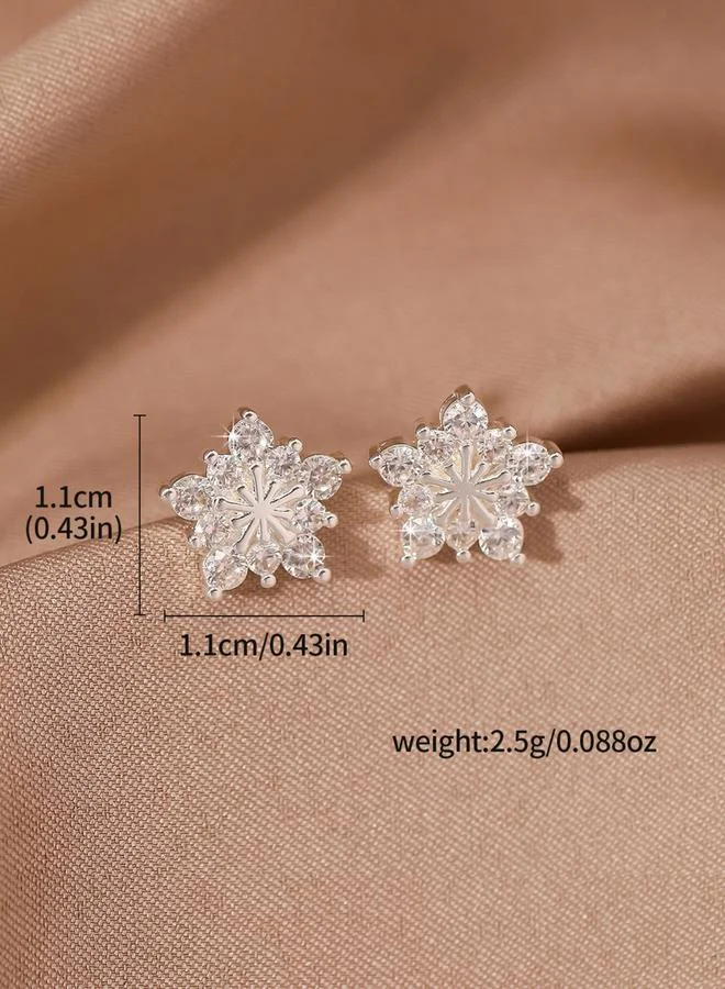 تايك تو أقراط مسمارية بشكل ندفة ثلج مزينة