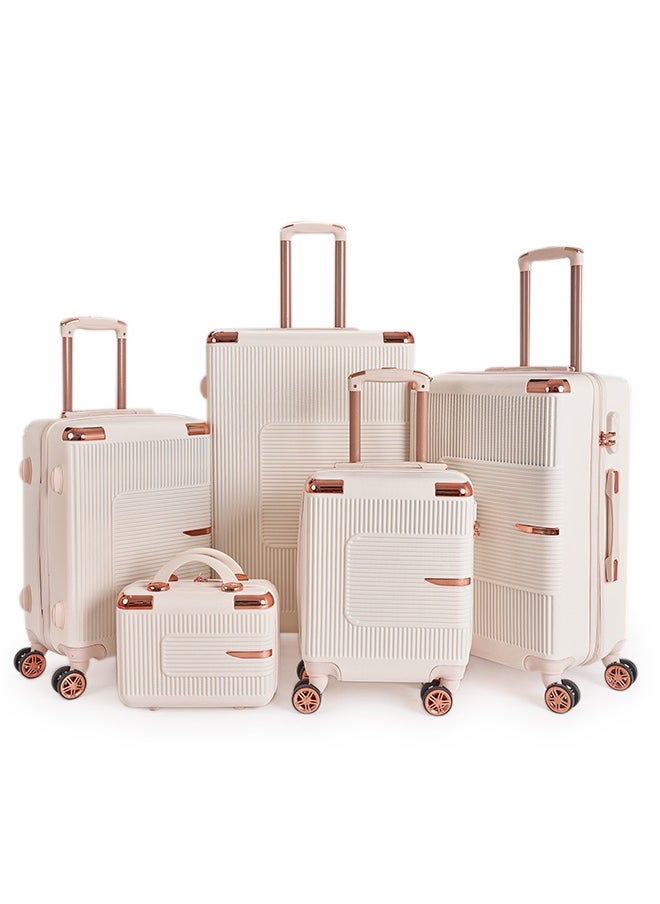 LIMRA Luggage set 5 pieces travel Bags with a distinctive design from limra Beige Color  - Image 1