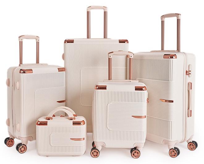 LIMRA Luggage set 5 pieces travel Bags with a distinctive design from limra Beige Color - Image 1