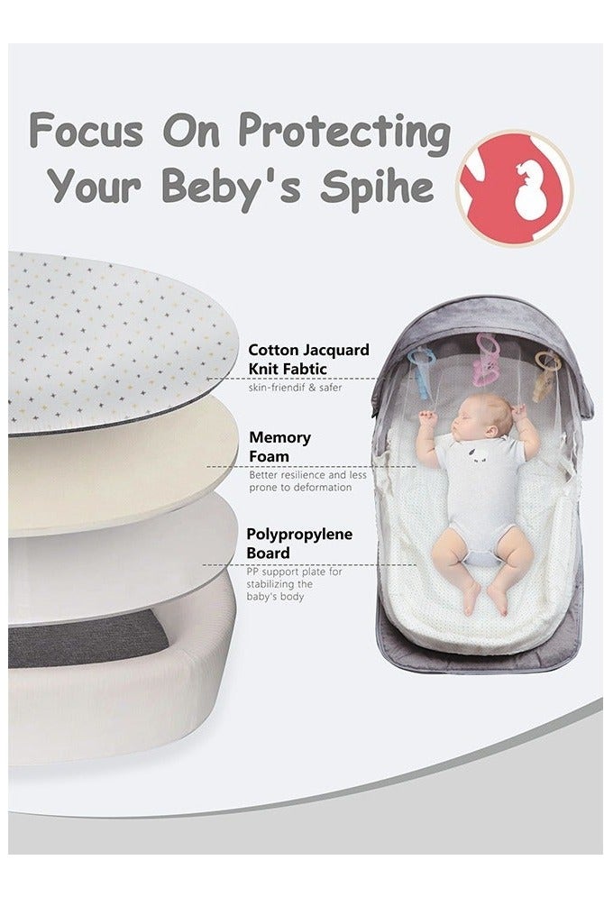 Portable Baby Bed with Mosquito Net, Foldable Newborn Travel Crib, Backpack Carry Baby Bed for Outdoor & Travel Use – Gray - Image 3