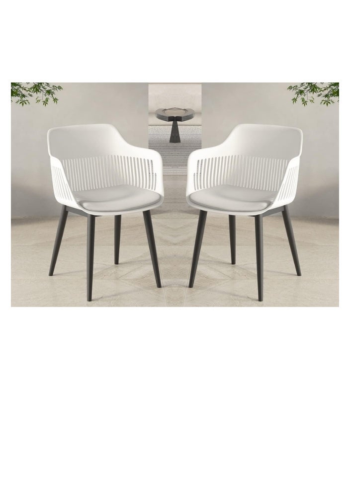 SMART HOME Set of 2 Fiber Chairs with Modern Design and Sturdy Legs - 45x50 x80 cm | Durable Seat for Offices, Dining Rooms, Coffee Shops, Gardens, and Outdoor Lounges - Image 2