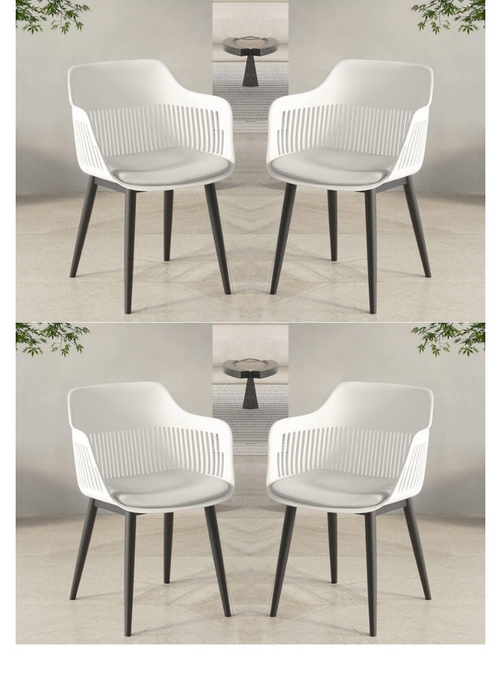 SMART HOME Set of 2 Fiber Chairs with Modern Design and Sturdy Legs - 45x50 x80 cm | Durable Seat for Offices, Dining Rooms, Coffee Shops, Gardens, and Outdoor Lounges - Image 3
