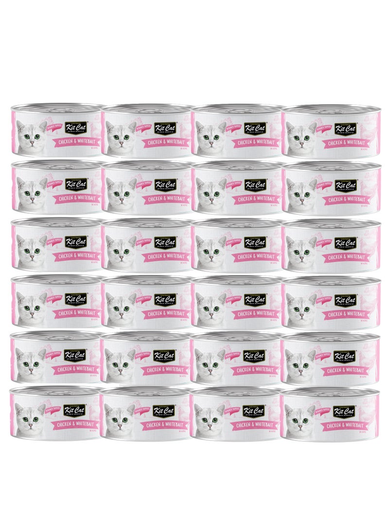 Kit Cat Pack of 24pcs Chicken & Whitebait Cat Wet Food 24x80g - Image 1