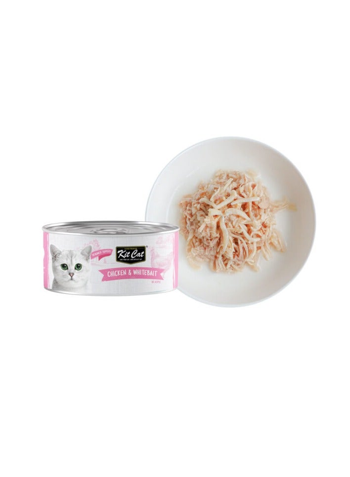 Kit Cat Pack of 24pcs Chicken & Whitebait Cat Wet Food 24x80g - Image 2