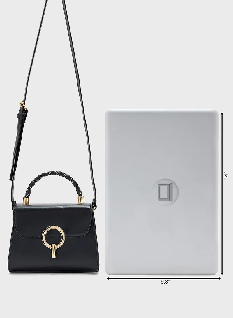 ELLA Metal Closure Braided Handle Satchel Bag