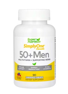 Super Nutrition SimplyOne, 50+ Men's Multivitamin + Supporting Herbs, Mixed Berry, 90 Chewables 