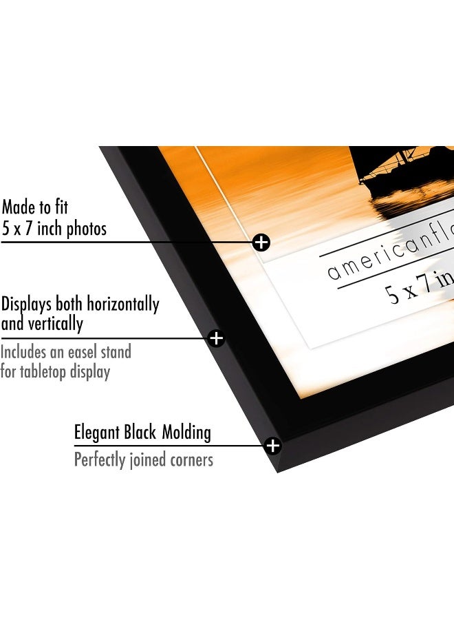 Americanflat 5x7 Picture Frame with ShatterResistant Glass  Set of 12  Galleria Collection  Gallery Wall Frame Set for Tabletop and Wall Display  Black - Image 3