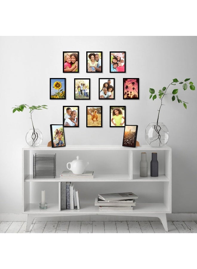 Americanflat 5x7 Picture Frame with ShatterResistant Glass  Set of 12  Galleria Collection  Gallery Wall Frame Set for Tabletop and Wall Display  Black - Image 4