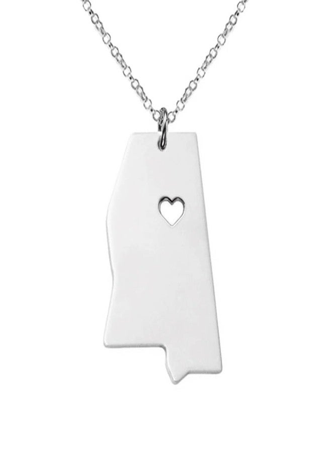 آرت أتاك قلادة "أحب ميسيسيبي" من الفولاذ المقاوم للصدأ من آرت أتاك، وقلادة "خريطة قلب ولاية ماغنوليا للضيافة" (فضية) - Image 1