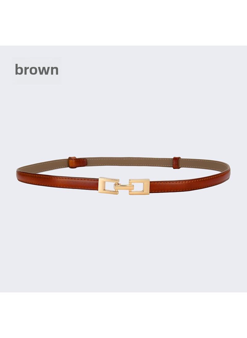 Generic - Fashion Leather Belt Adjustable Skinny Waistband 15643-Coffee - Image 1