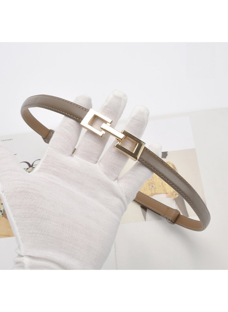Generic - Fashion Leather Belt Adjustable Skinny Waistband 15643-Coffee - Image 1