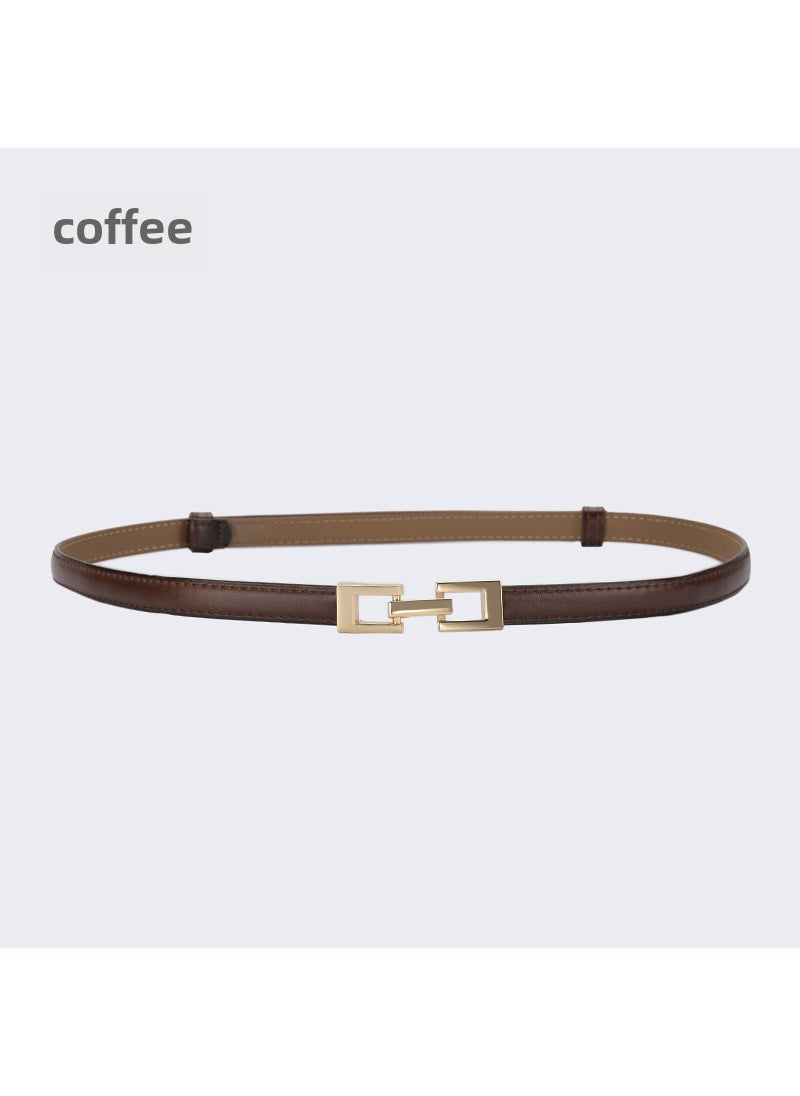 Generic - Fashion Leather Belt Adjustable Skinny Waistband 15643-Coffee - Image 1