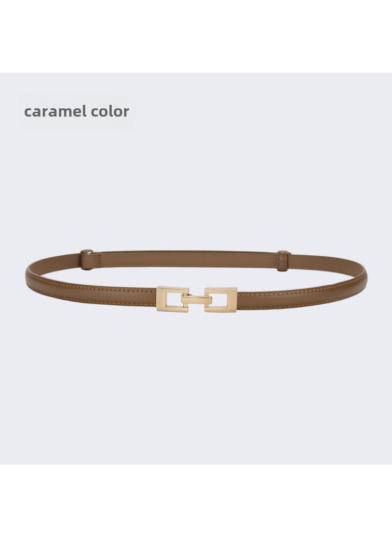 Generic - Fashion Leather Belt Adjustable Skinny Waistband 15643-Coffee - Image 1