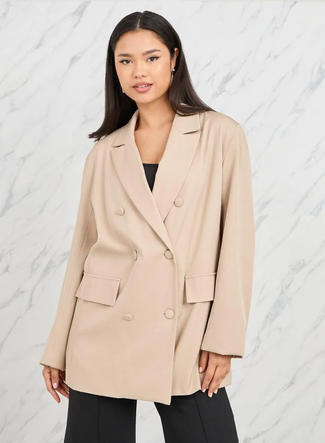 Styli Oversized Double Breasted Longline Blazer