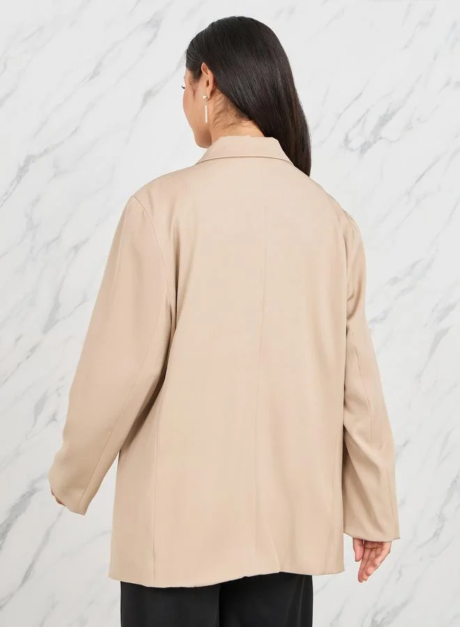 Styli Oversized Double Breasted Longline Blazer
