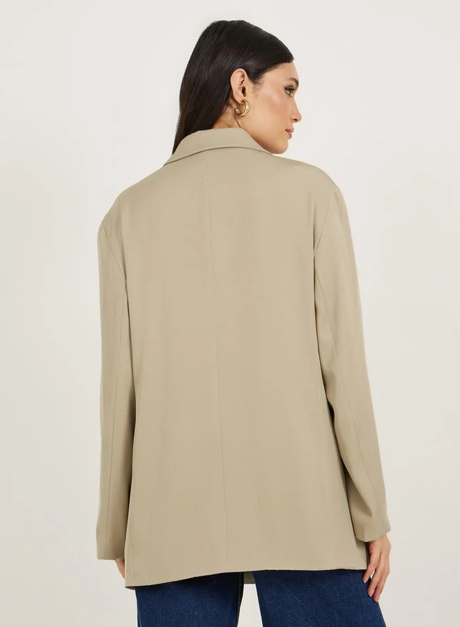 Styli Oversized Double Breasted Longline Blazer