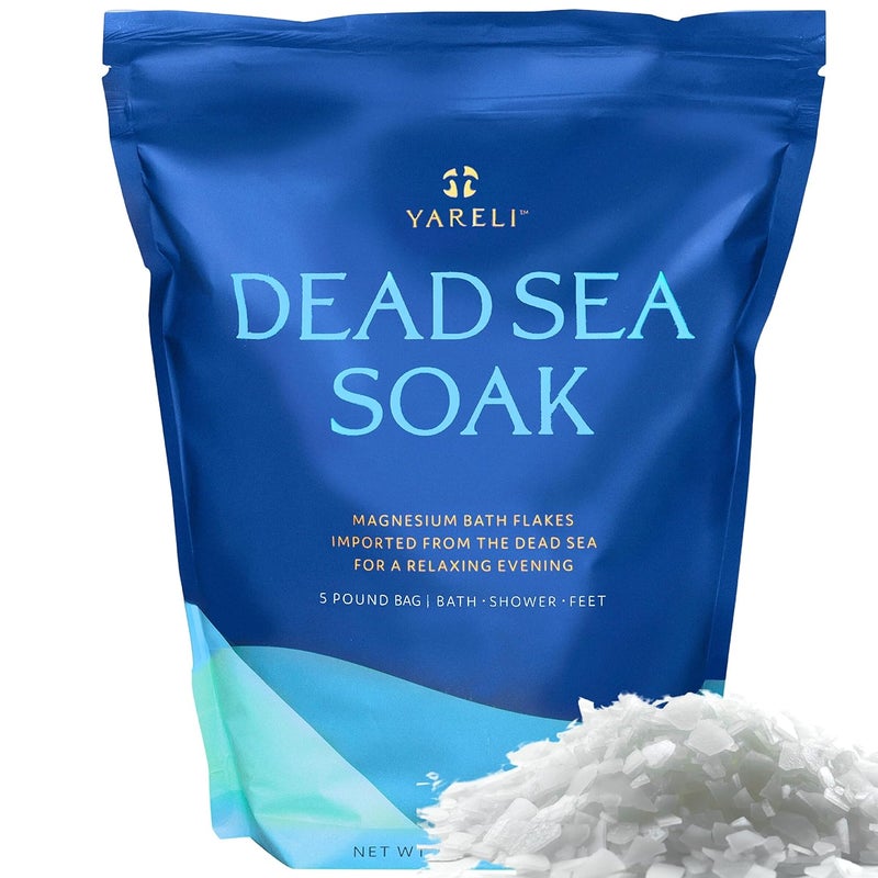 Dead Sea Bath  Foot Soak Unscented Magnesium Bath Salt Flakes Alternative to Epsom Salt 5lbs with Over 250000mg of Elemental Magnesium Per Bag