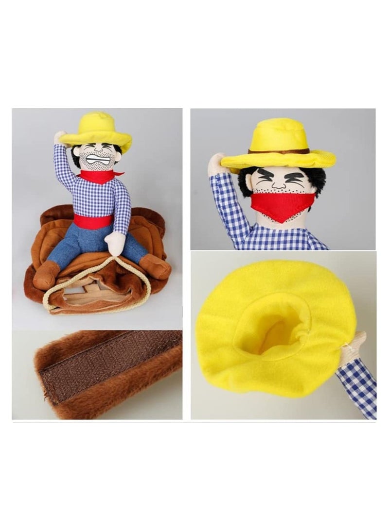 كاست ويف Dog Costume Cowboy Rider Gladiator Knight Style Dogs Clothes with Doll and Hat Funny Cosplay Knight Riding Clothes for Birthday Party Outfit Festival M Size - Image 4