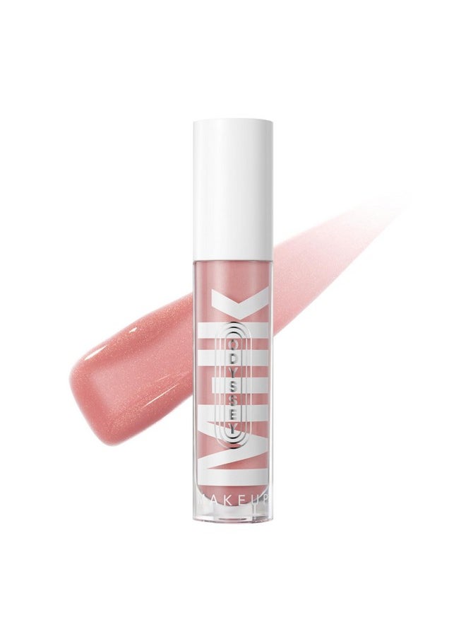 ميلك ميكب ملمع الشفاه Odyssey Lip Oil Gloss، Soul Search (وردي فاتح لامع) - 0.2 أونصة - لشفاه ممتلئة ولامعة - ترطيب يدوم طويلاً - لون شبه شفاف - رائحة الفانيليا الحلوة - نباتي خالٍ من القسوة  - Image 1
