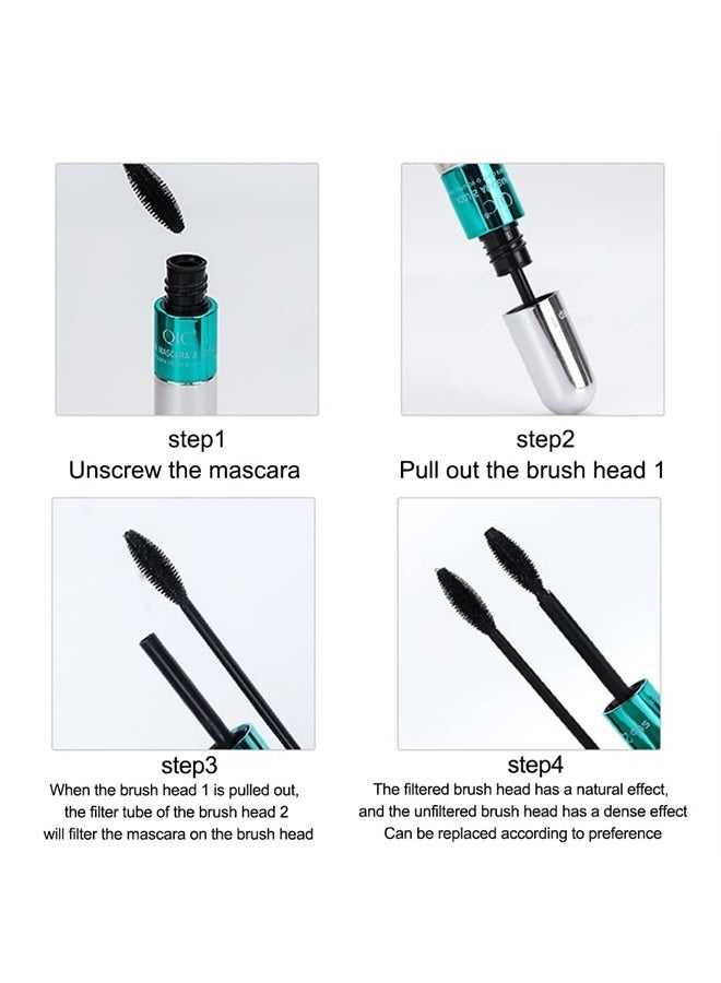 QIC 2in1 Vibely Mascara Waterproof Black Volume And Length,Thrive Cosmetics Liquid Mascara Lash Extensions Creat Thickening And Lengthening Eyelashes,Smudge-Proof Non Clumping Long Lasting Eye Make - Image 4