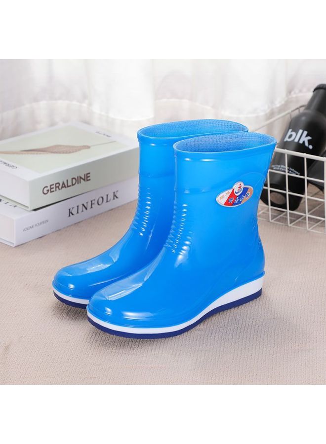 Fashion Rain Boots Women's Short Rain Boots Four Seasons Water Shoes Outer Wear Waterproof Rubber Shoes Thick Bottom Water Boots Fleece-lined Warm Cover Shoes