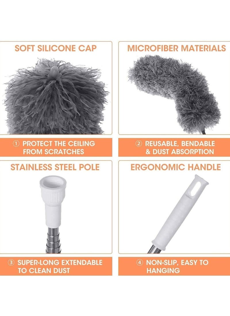 F.A.M.S - Extra Long Microfiber Duster Extension Pole (30 to 96 inches) Bendable, Washable, Feather Dusters for Cleaning Roof, Ceiling Fan, Blinds, Cobwebs - Image 1