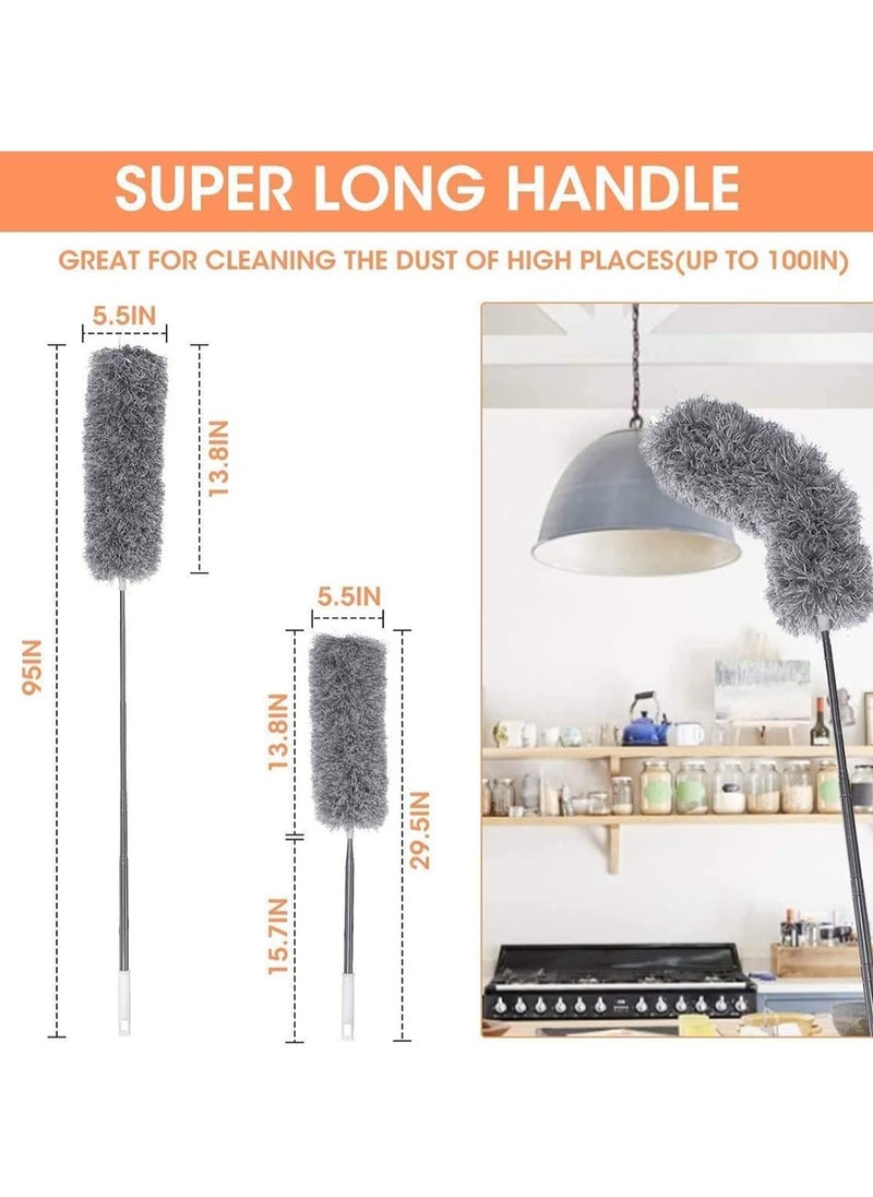 F.A.M.S - Extra Long Microfiber Duster Extension Pole (30 to 96 inches) Bendable, Washable, Feather Dusters for Cleaning Roof, Ceiling Fan, Blinds, Cobwebs - Image 1