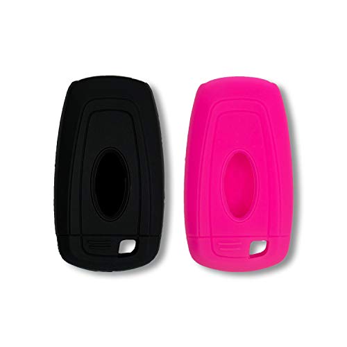 Autobase Silicone Key Fob Cover Compatible with Ford Fusion F150 F250 F350 F450 F550 Edge Explorer Mustang Expedition Bronco F-150 Raptor | Key Protection Case 2 Pcs (Black and Pink) - Image 4
