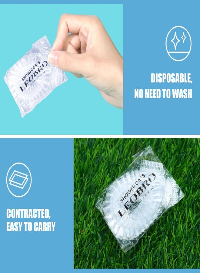 LEOBRO Individually Wrapped Disposable Shower Caps, 80pcs Large Plastic Shower Caps for Women Disposable, Plastic Hair Caps for Travel, Hotel Use, Travel Essentials for Women, 19.3 INCH - Image 5