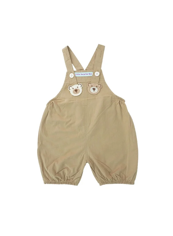LITTLE SURPRISE BOX Box Brown Tee Cream Dungary Style 2Pcs Set For Toddlers And Kids-1-2Y