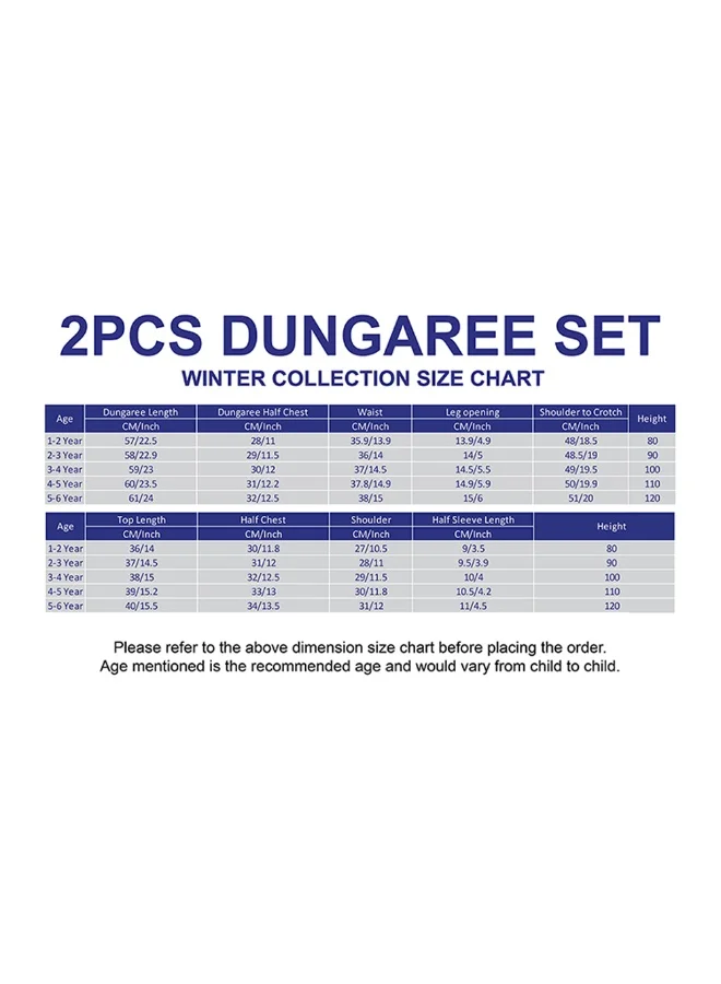 LITTLE SURPRISE BOX Box Brown Tee Cream Dungary Style 2Pcs Set For Toddlers And Kids-1-2Y